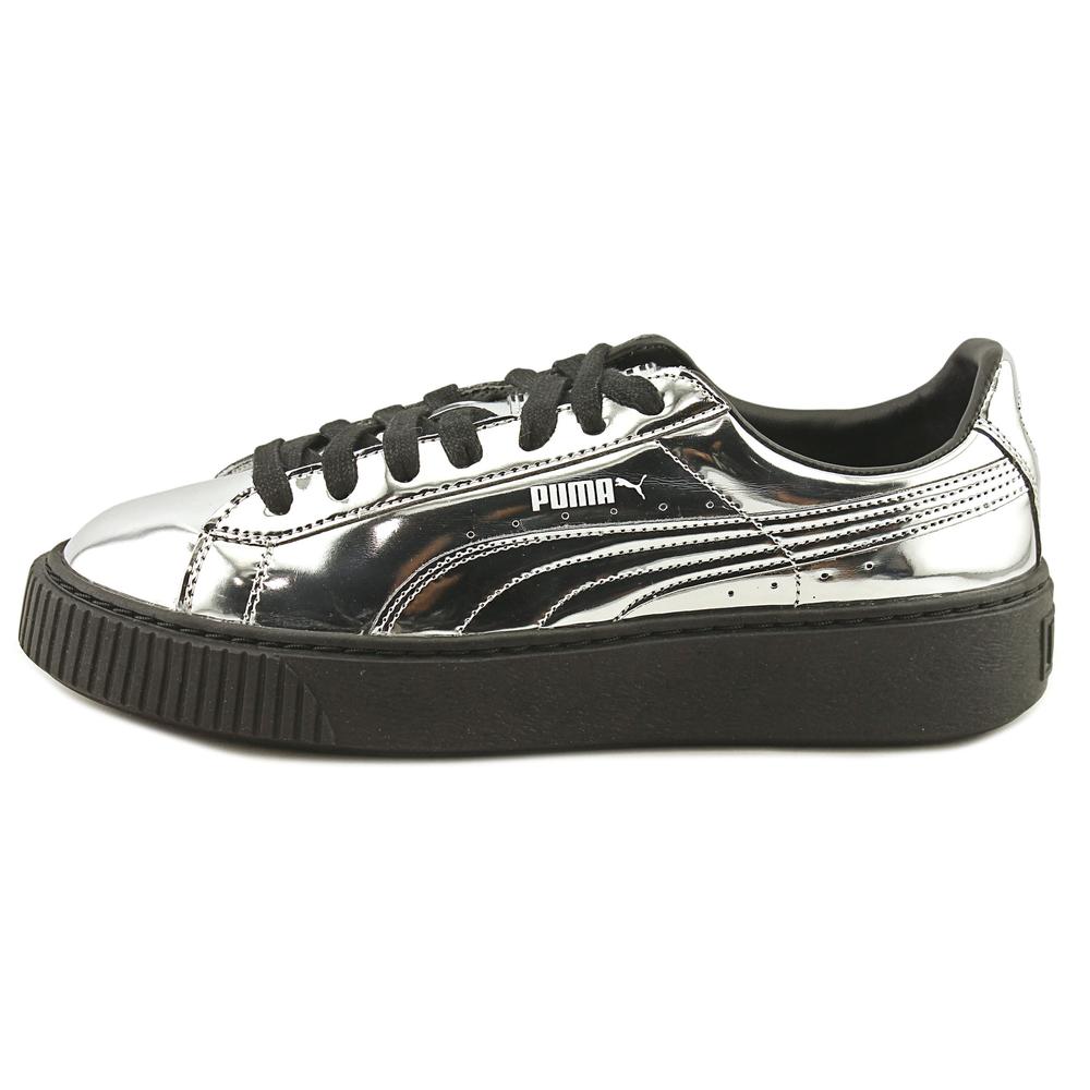 puma basket platform metallic silver