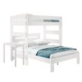 thumbnail image 2 of Plank+Beam Solid Wood Farmhouse Twin over Queen L-Shaped Bunk Bed with Desk, White Wash, 2 of 6