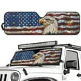 thumbnail image 2 of Uorisanigo Car Sun Shade Windshield Sun Visor Foldable Bald Eagle US Flag Sunshade Aluminum Foil Heat Shield for 1997-2017 Jeep Wrangler Rubicon Sahara TJ JK JKU 2/4 Doors, 2 of 7
