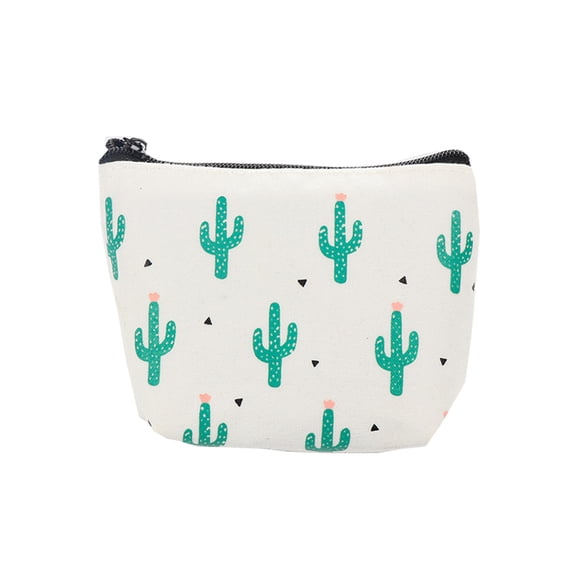 tredstone Women Student Canvas Purses Cute Cartoon Cactus Portable Coin Pouch Bag Card Bag Headset Bag