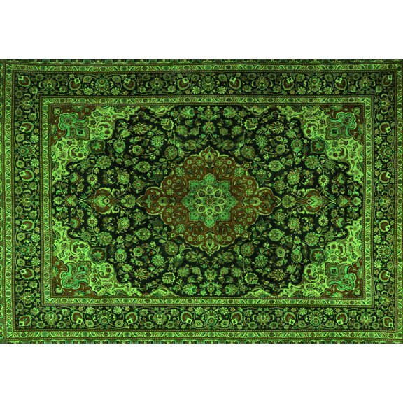 Ahgly Company Indoor Rectangle Persian Green Traditional Area Rugs, 5' x 7'