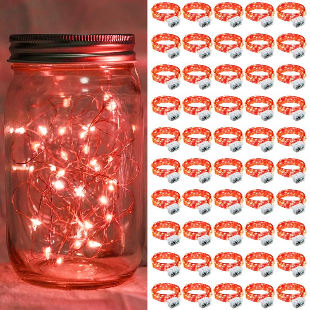 Guirnalda de luces LED centelleantes de color rojo tiza de 7 pies y 20 pulgadas, paquete de 50 unidades