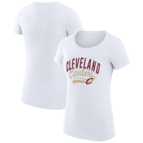 Women's G-III 4Her by Carl Banks White Cleveland Cavaliers Super-Slim Fit Lightweight Filigree Logo T-Shirt