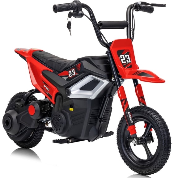 Outfunny 24V Kids Ride on Toys, 250W Electric Dirt Bike for Kids 6-12 w/Rear Suspension and Bluetooth,Red