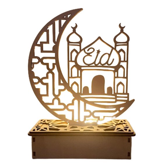 Luz nocturna LED Eid Ramadán, lámpara LED de madera Decoración Ramadán Lámpara LED de madera Funcionalidad inteligente