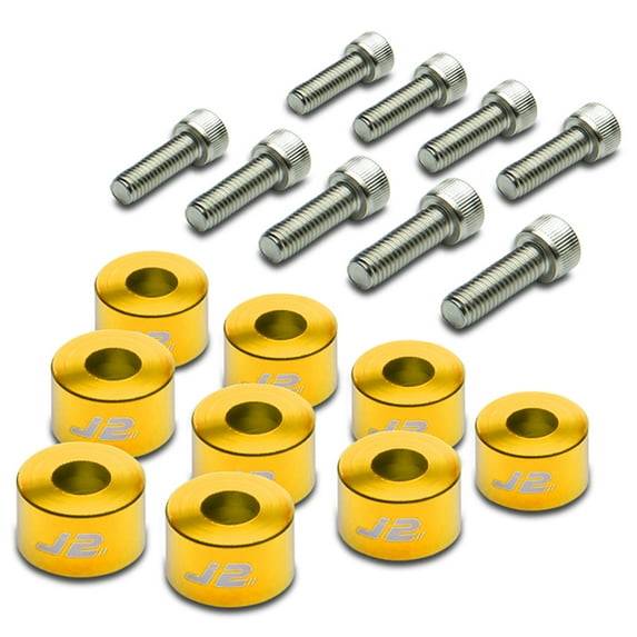 J2 Engineering J2-A-9006-GD Pack of 9 - J2 Engineering Aluminum Header Exhaust Manifold Cup Washer+Bolt Kit (Gold) - Honda/Acura