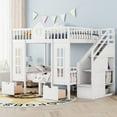 thumbnail image 2 of Full-over-Full Bunk Bed with Changeable Study Table, Wood Loft Bed Frame with Storage Shelves and Drawers for Kids Girls Boys, White, 2 of 9