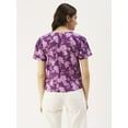 thumbnail image 3 of DressBerry Women’s Printed Poly Crepe Top Buttoned Front V Neck Short Sleeves Waist Length Regular Wear Light Weighted Casual Summer Shirt, 3 of 7