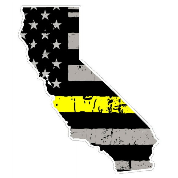 California State (E7) Thin Yellow Line Dispatch Vinyl Decal Sticker Car/Truck Laptop/Netbook Window