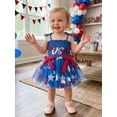 thumbnail image 6 of BemeyourBBs Toddler Baby Girls 4th of July Dress Outfit Newborn Patriot Independent Day Clothes Summer Tulle Tutu Dress Sleeveless Tie-up Letter Embroidery Smocked Romper Dress Bodysuit Playsuit, 6 of 9