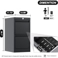 thumbnail image 2 of 28.7"H Metal Office File Cabinet – Lockable 2-Drawer Storage for Letter, Legal, A4 & F4 Documents, Home Office, Dorm, Small Business, Black, 2 of 9