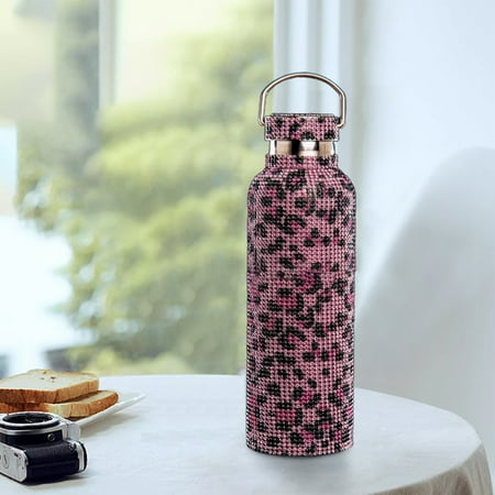 

SunSunrise Sparkling Rhinestone Studded Insulated Bottle 304 Stainless Steel Heat Resistant Insulated Cup for Office