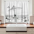 thumbnail image 2 of Ambesonne Beach Kitchen Curtains, Doodle Sketch Pattern, 55"x39", Black White, 2 of 3
