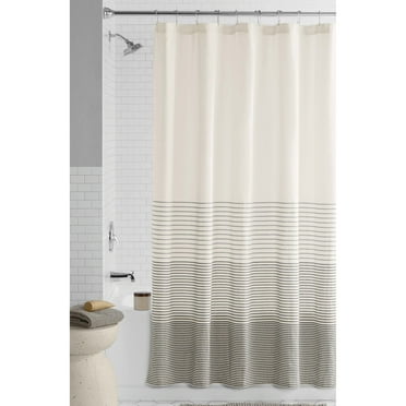 Mainstays Black Yarn Dyed Stripe Shower Curtain, 72" x 72"
