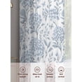 thumbnail image 6 of Blue Flower Sheer Curtains 63 Inch Length 2 Panels Set for Living Room/Bedroom, Botanical Floral Vintage Wildflower Leaf Curtain Sheers Drapes Rod Pocket Curtains Window Treatment Set 52''x63''x2, 6 of 7