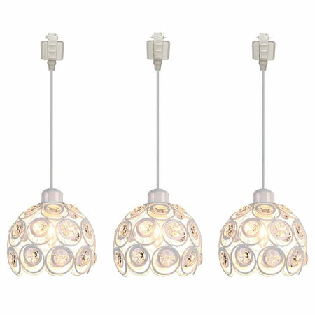 

FSLiving Dimmable Iron Globe Pendant Light J-Type Track Light Modern Clear Crystal Lamp Shade Industrial Vintage Instant on Track Mount Pendant Lights for Kitchen Island Customizable - 1 Light
