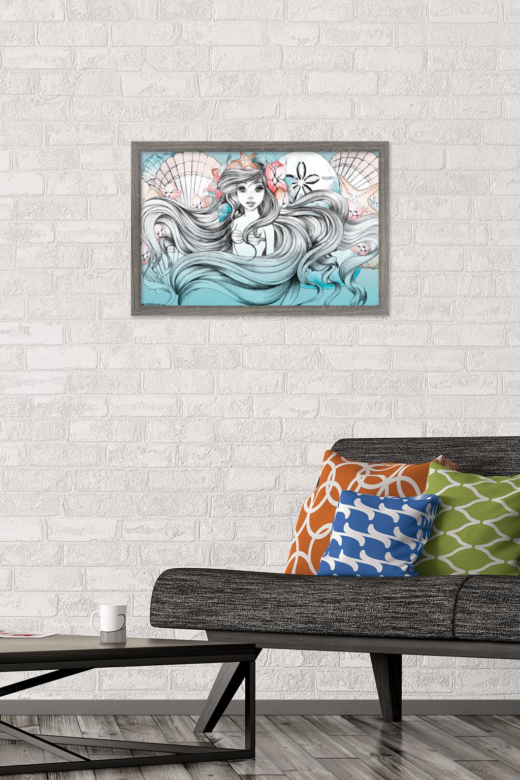 Disney The Little Mermaid - Ariel - Land or Sea Wall Poster, 14.725" x 22.375", Framed