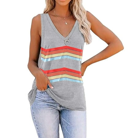 DondPO Going Out Tops for Women Corset Tops Women Tops Neck Casual Easy Tank Tops Tank Top for Women Camisole Tops Grey S