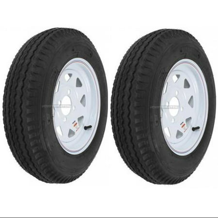 2-Pack Trailer Tire On Rim 530-12 5.30-12 5.30x12 in. LRB 4 Hole White