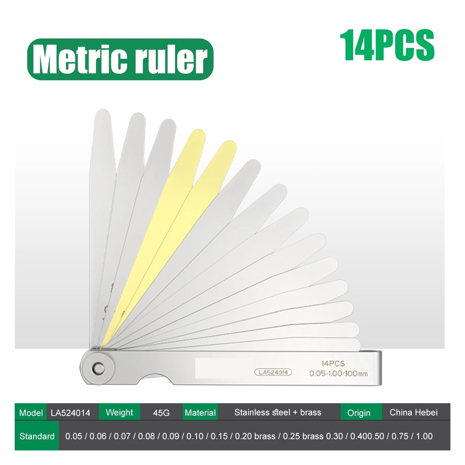 Feeler Gauge Metric 0.02-1mm Thickness Gauge Set For Measure Sheet Gauge Blades Valves Foliage of Valves Gap ,Corrosion-Resistant