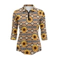 thumbnail image 2 of Uorisanigo Tribal Sunflower Women Long Sleeve Golf Polo Shirts Casual Comfortable Quick Dry Athletic Polo Shirts Soft Breathable Tennis Tops Quarter Zip Womens Outing Wear Size L, 2 of 7