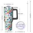 thumbnail image 2 of 40oz Pioneer Flower Floral Print Pattern Insulated Tumbler with Handle, BPA-Free Leak Proof Lid and Straws, Double Wall Vacuum, Hot 12h/Cold 34h, 2 of 6