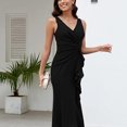 thumbnail image 2 of Black Evening Gowns for Women Formal Dresses for Women Evening Party Elegant V Neck Sleeveless Split Wrap-Black, 2 of 5