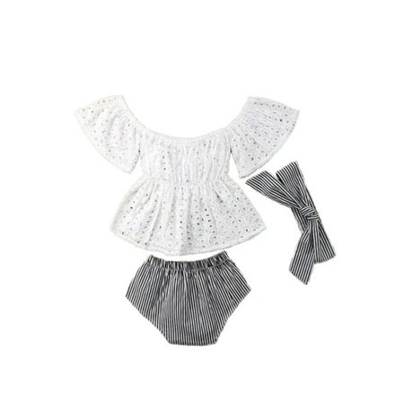 

VIKING GLORY Newborn Toddler Baby Girl Off Shoulder Tops + Tutu Shorts Pants Outfits Clothes