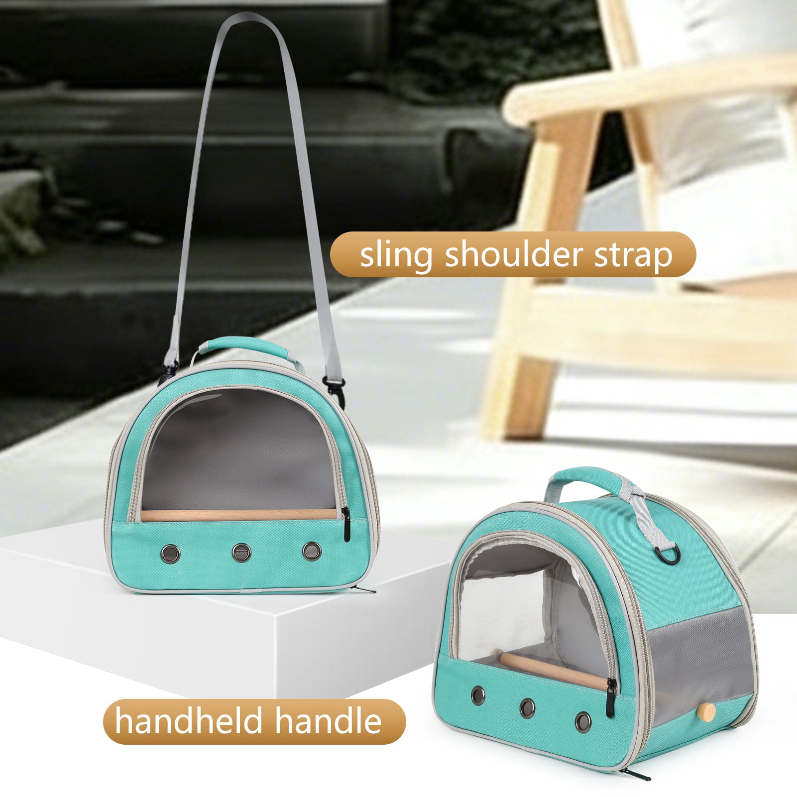Bird Travel Carrier Cage for Small Parrot Budgies Cockatiel Parakeet Conure Green Cheek, Clear Front Window with Horizontal Standing Perch, Collapsible Lightweight