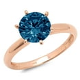 thumbnail image 3 of 1 ct Round Cut Natural London Blue Topaz Solitaire 18K Rose Gold Womens Engagement Ring, 3 of 5