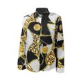 thumbnail image 2 of VISgogo Mujeres Retro Tops, Manga Larga Solapa Cuello Cadena / Floral / Letras / Cuadrado Estampado Primavera Otoño Fiesta Casual Blusa VISgogo moda, 2 of 5