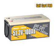 Power Queen 51.2V 100Ah Smart LiFePO4 Battery for Golf Carts, 15000 Cycles Lithium Battery , Built-in 200A Smart BMS with Low-temp Cut-off for 5kW Motor Golf Cart, Marine