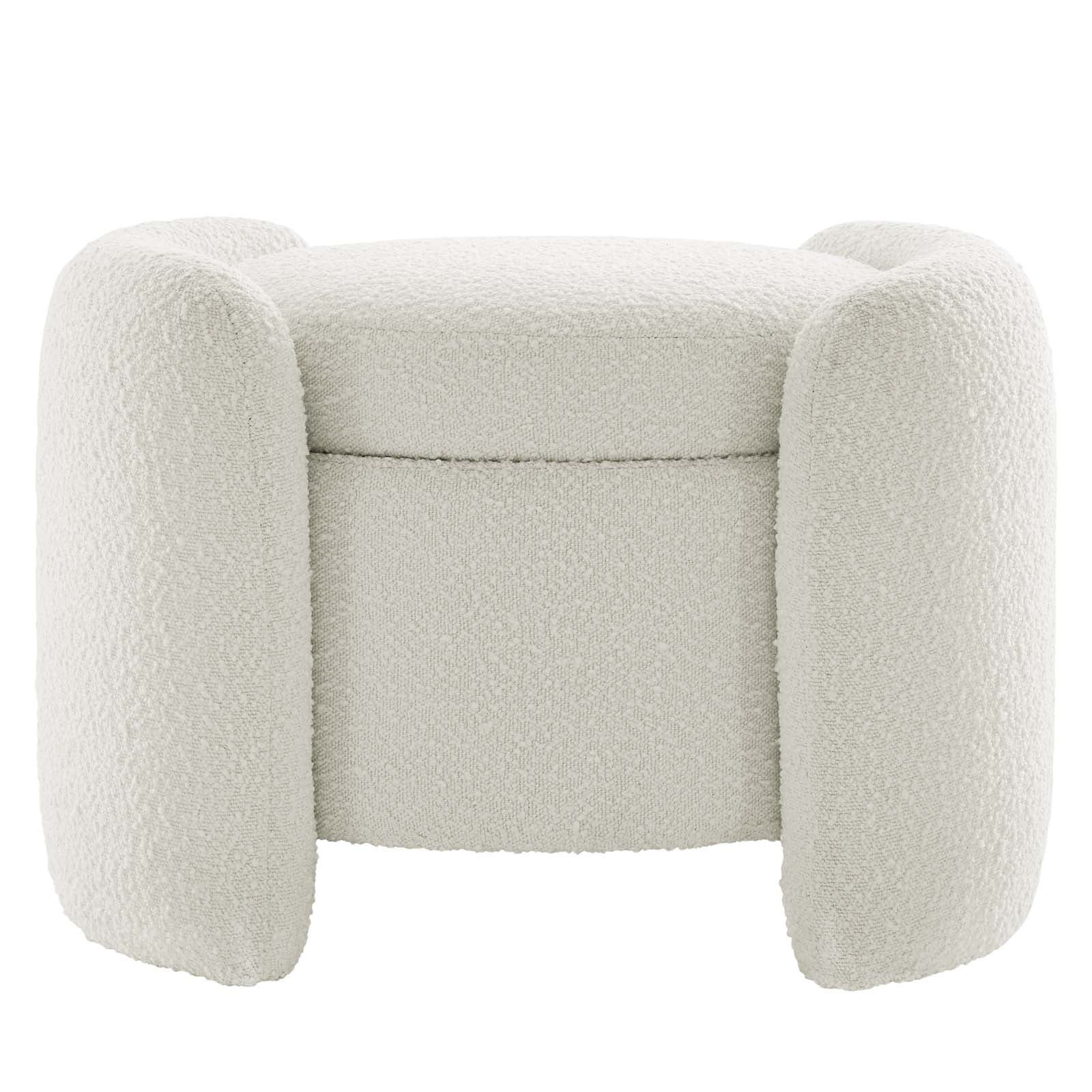 Ottoman Accent Chair , Ivory White, Fabric, Modern Contemporary, Living