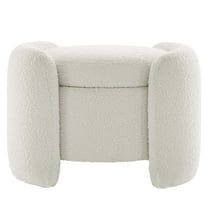 Ottoman Accent Chair , Ivory White, Fabric, Modern Contemporary, Living Lounge Cafe Room Hotel Lobby Hospitality