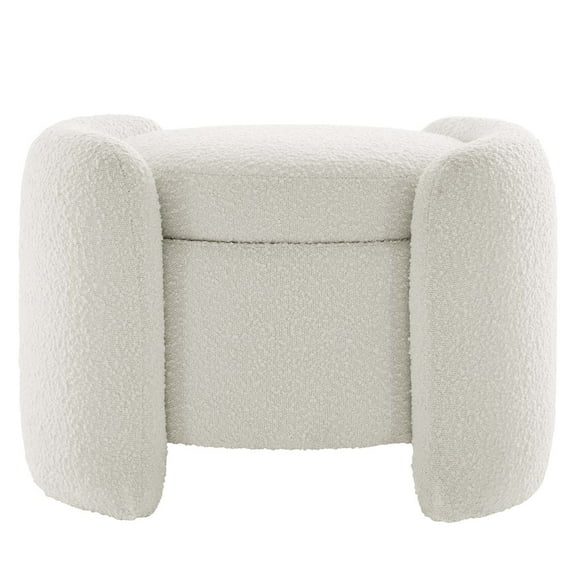 Ottoman Accent Chair , Ivory White, Fabric, Modern Contemporary, Living Lounge Cafe Room Hotel Lobby Hospitality