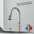 thumbnail image 6 of Brushed Nickel High Arc Kitchen Faucet Pull Down Pull Out 3 Holes Single Handle with Soap Dispenser Mixer Tap, 6 of 8