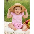 thumbnail image 4 of BemeyourBBs Little Toddler Baby Girls Summer Clothes 2 Piece Cherry Outfits Cherry Print Flying Sleeve Round Neck Shirt Tops and Ruffle Shorts Set, 4 of 9