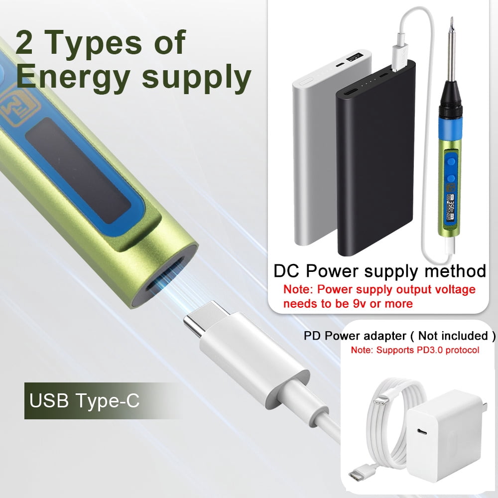 USB C Powered Soldering Iron 65W Repair Tool Smart Portable Solder Iron Tips