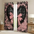 thumbnail image 2 of Manfei Princess Pink Bow Black Out Curtains, Chic Lattice Ribbon Curtains Pack of 2 (42x63 Each), Vintage Black Blossom Bedroom Curtains, Luxury Bedroom Decor, 2 of 6
