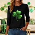 thumbnail image 6 of felwors St Patty's Day Shirt Women 2025 Casual Plus Size 3/4 Sleeve Irish Clover Shirts Funny Saint Patrick's Tunic Tops (Black, XL), 6 of 7