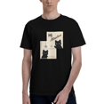 thumbnail image 3 of Men's Abstract Cat Panel Graphic T-Shirt, Cotton Blend Crewneck Short Sleeve Casual Tee, 3 of 8