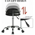 Round Rolling Stool Chair PU Leather Height Adjustable Shop Stool