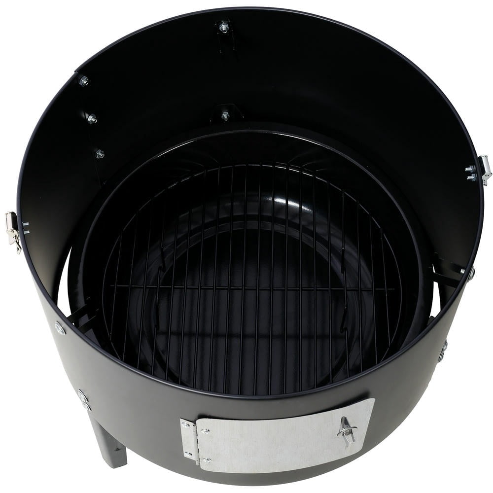 GVN Garden Grill, Patio Backyard Barbecue Grill,17 Inch Steel Charcoal Smoker, Heavy Duty Round BBQ Grill for Outdoor Cooking, Black