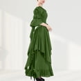thumbnail image 4 of Vestido de manga tres cuartos para mujer ropa de fiesta plisada con cuello oblicuo Estilo Vintage, 4 of 8