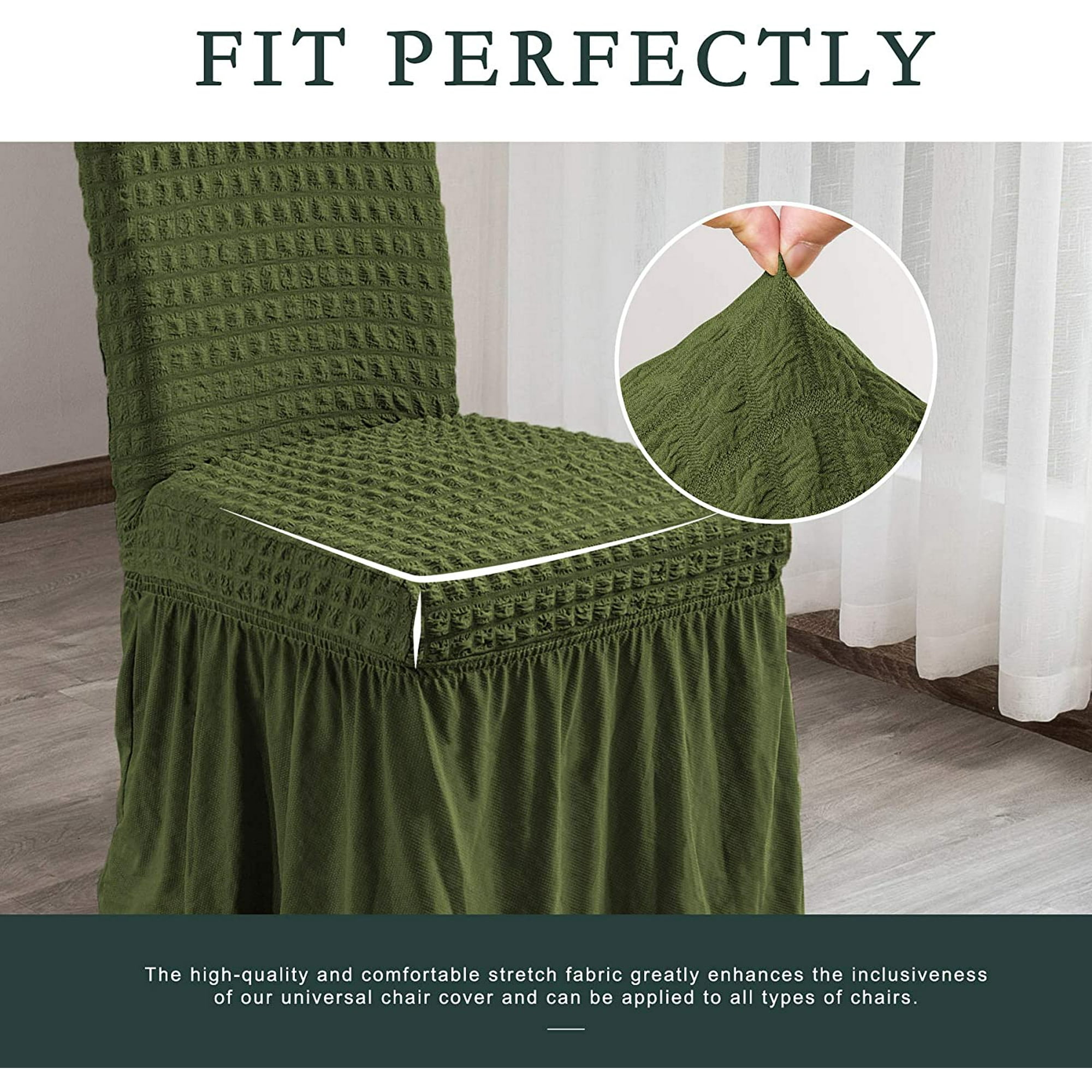 Hongchun Universal Easy Fit Stretch Chair Cover with Skirt Removable and Washable Chair Cover for Kids Pets Ceremony Banquet Wedding Party 2 Pieces Green Walmart