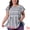 White, variant on Women's Plus Top Boho Floral Printed Round Neck Ruffle Sleeve Blouses Shirts 1X Dark Blue
