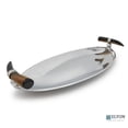 thumbnail image 4 of ELYON 18" Oval Serving Tray, Silver Platter, Handmade Horn Handles, 4 of 6