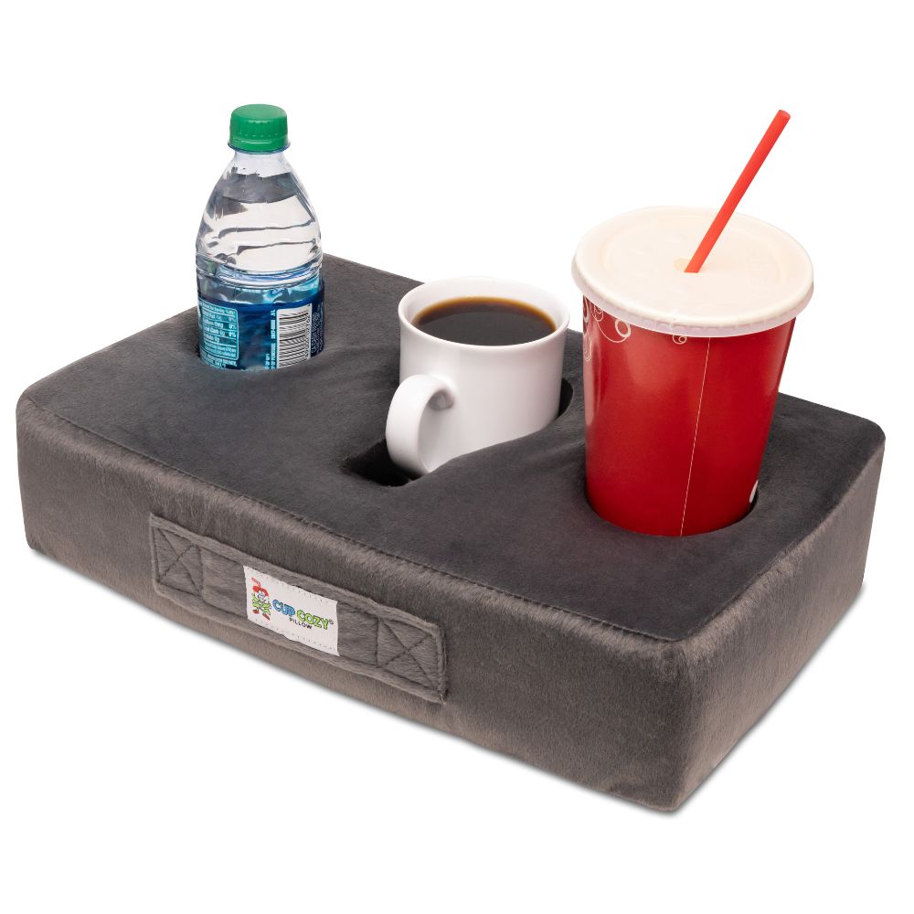 Cup Cozy Pillow Travel Tray Foam Cup Holder For Bed Couch Gray Cup Cozy Pillow Travel Tray Foam Cup Holder For Bed Couch Gray