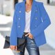 thumbnail image 2 of Chaquetas de traje estilo casual Chaqueta fina informal de peso ligero para mujer, abrigo ajustado, chaqueta de manga larga, abrigos de negocios para oficina, chaqueta,blazer moda（Aqua， M), 2 of 5