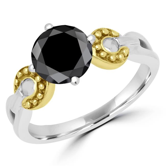 Black Diamond Solitaire Cocktail Ring 